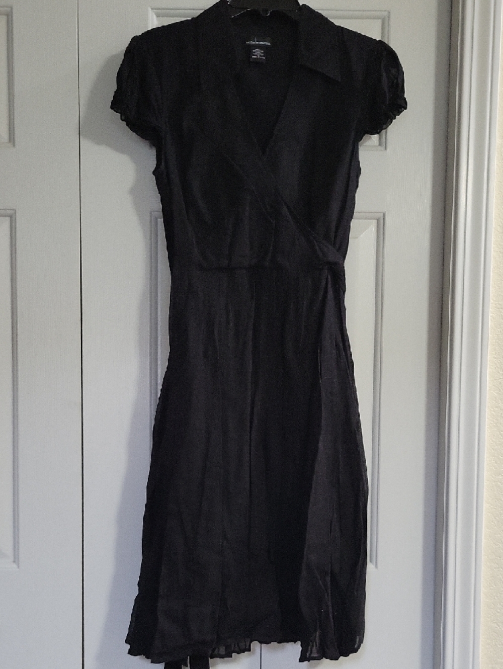 Vintage Moda International For Victoria's Secret Black Midi Faux Wrap Dress